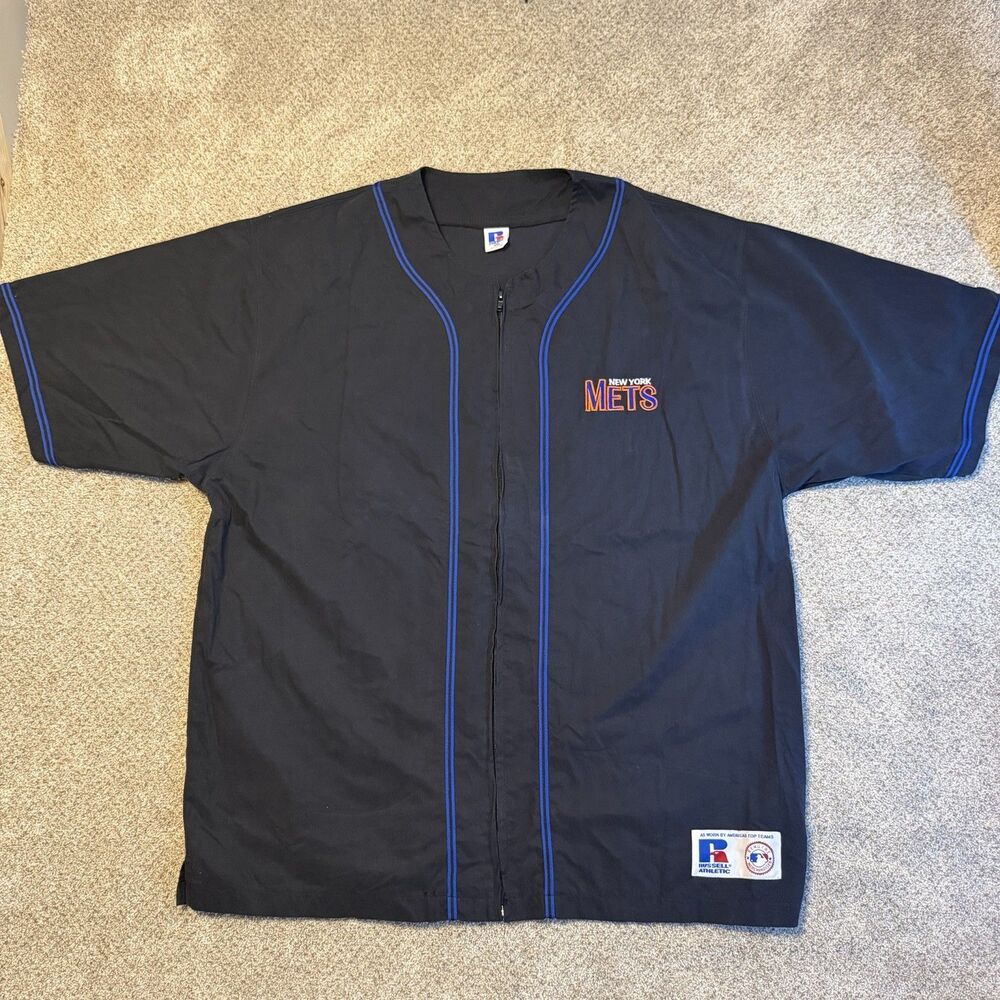 VINTAGE NY METS CAGE JACKET~Batting Practice Jersey Full Zip 90s